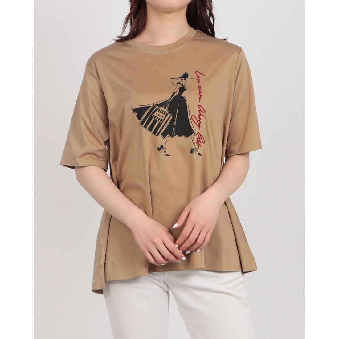 ブローディア BRODIAEA ウーマンプリント半袖Tシャツ （ベージュ） ベージュ