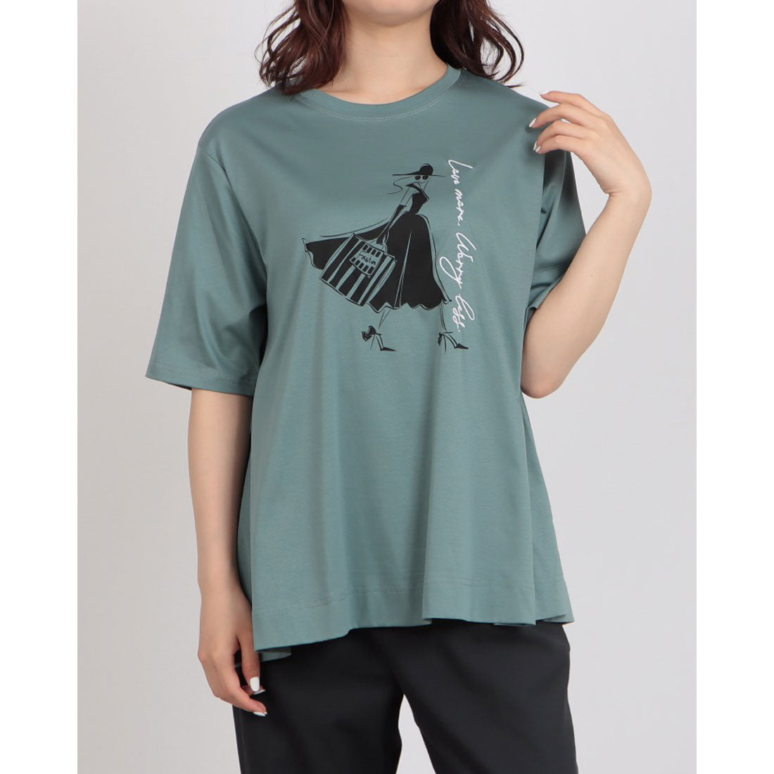 ブローディア BRODIAEA ウーマンプリント半袖Tシャツ （サックスブルー） サックスブルー