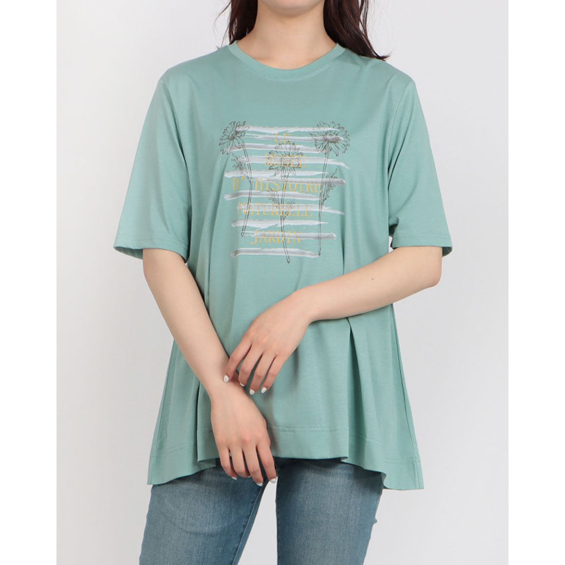 ブローディア BRODIAEA かすれプリント半袖Tシャツ （ライトグリーン） ライトグリーン