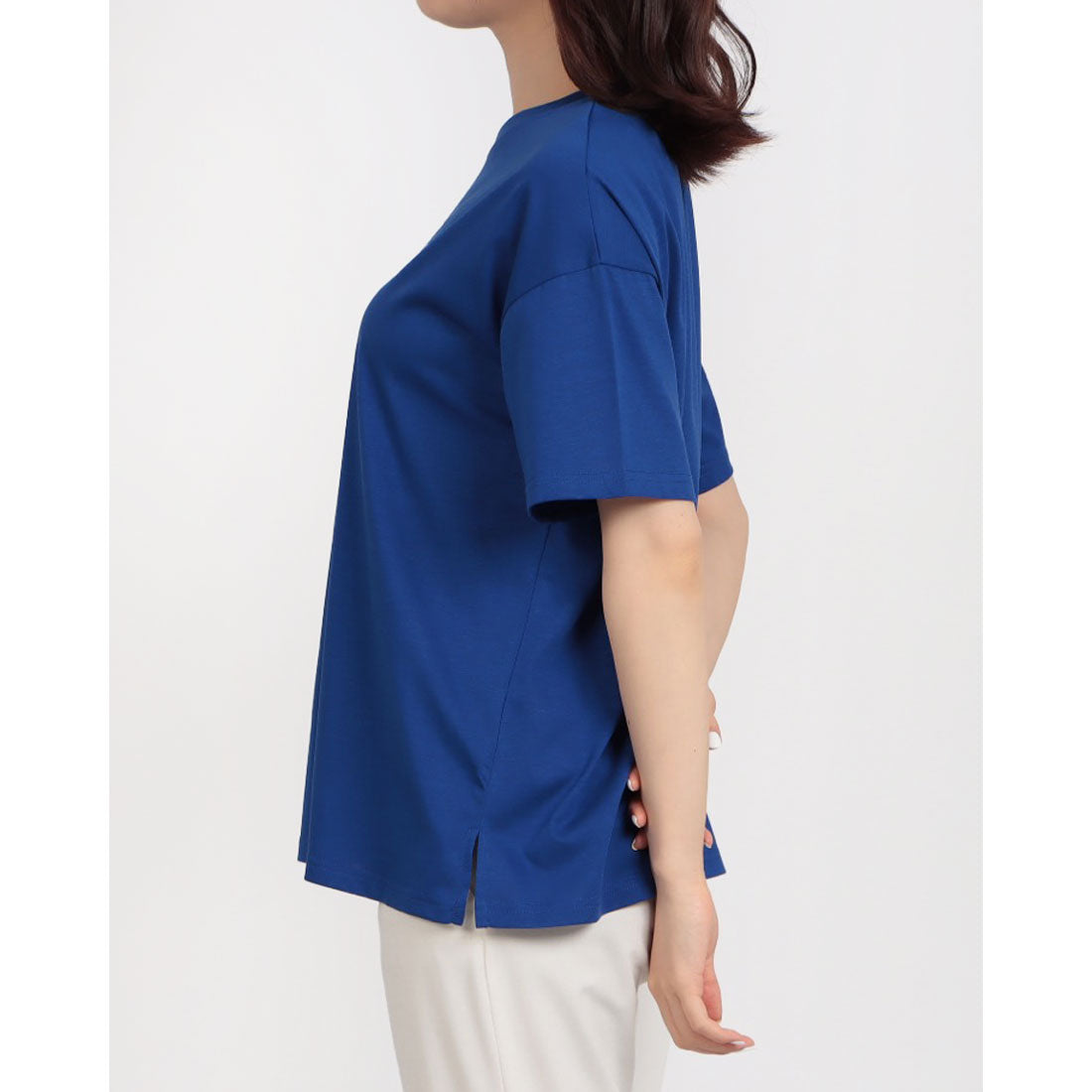 ブローディア BRODIAEA フラワープリントスパンコール半袖Tシャツ （ロイヤルブルー） ロイヤルブルー