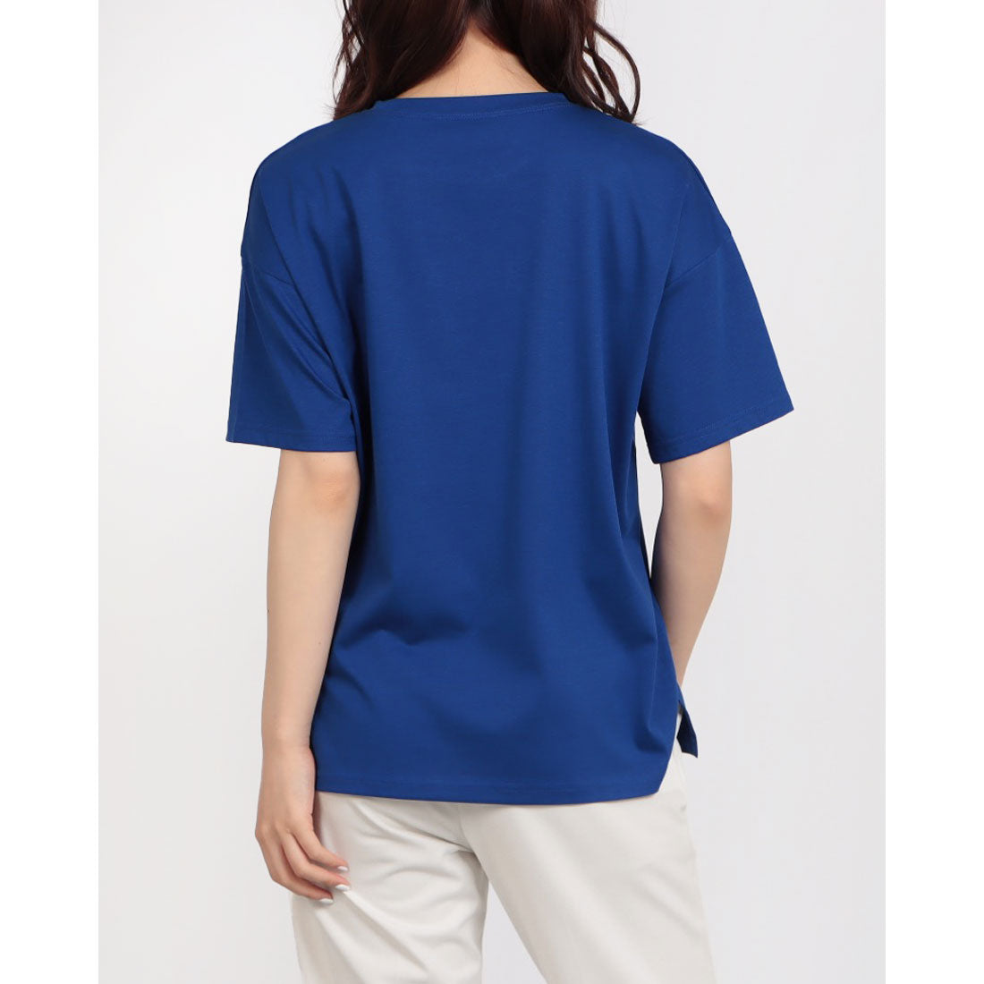 ブローディア BRODIAEA フラワープリントスパンコール半袖Tシャツ （ロイヤルブルー） ロイヤルブルー