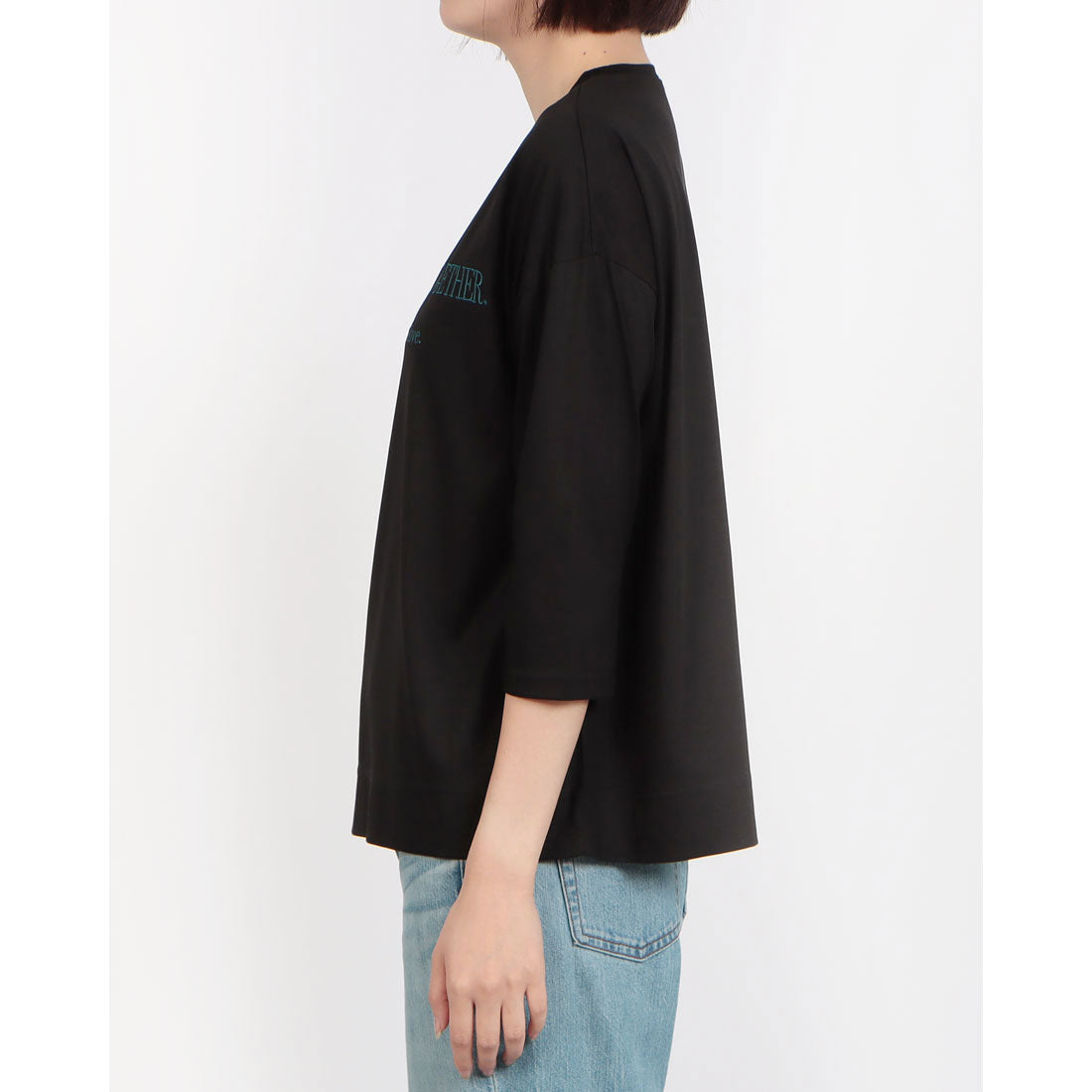 ブローディア BRODIAEA 七分袖ロゴ刺繍Tシャツ （ブラック） ブラック