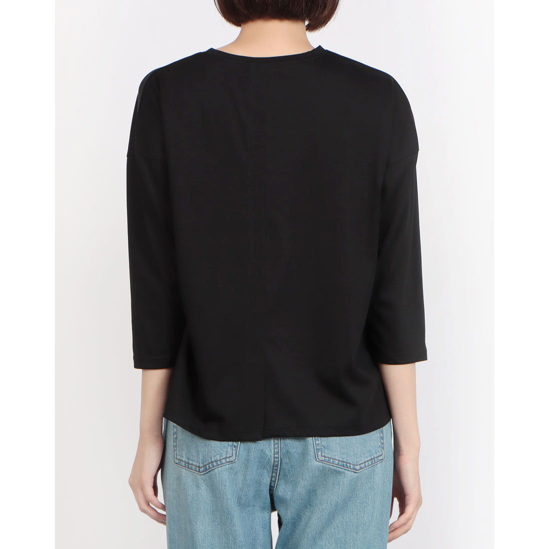 ブローディア BRODIAEA ロゴ刺繍七分袖Tシャツ （ブラック） ブラック