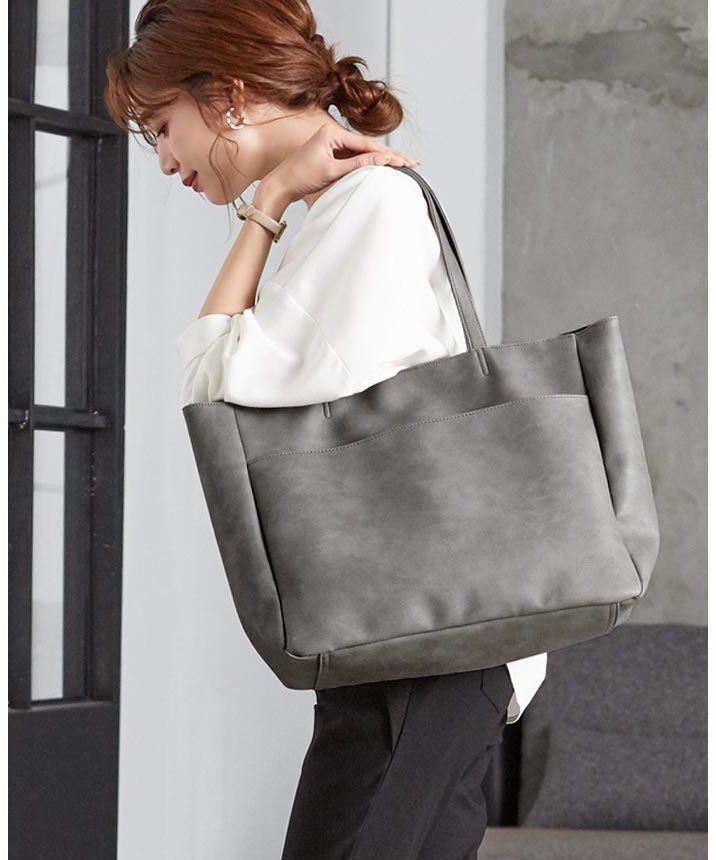 Happy Kyubin HAPPY Express Simple, easy to carry, and functional! Tote bag 'EDITA' Editor / Tote Bag Tote Ladies Mothers Bag Multi-storage Commuting School Bag Large Capacity A4 Synthetic Leather
