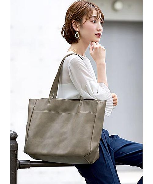 ハッピーキュウビン HAPPY急便 シンプルで持ちやすく機能的！トートバッグ『EDITA』エディタ/トートバッグ トート レディース マザーズバッグ 多収納 通勤通学鞄大容量 A4 フェイクレザー,グレージュ