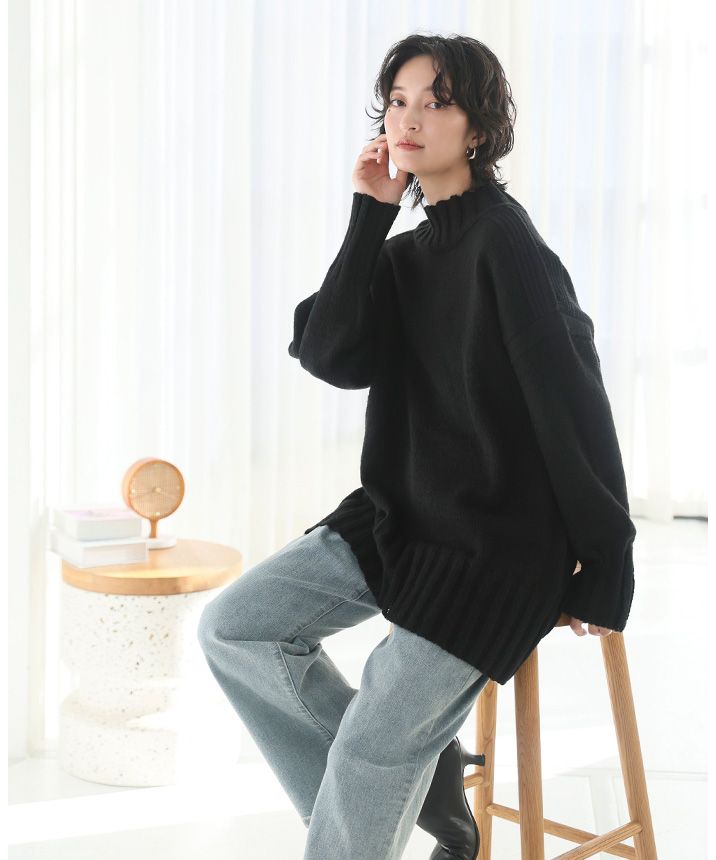 Happy Kyubin HAPPY Express High Neck BIG Silhouette Rib Knit