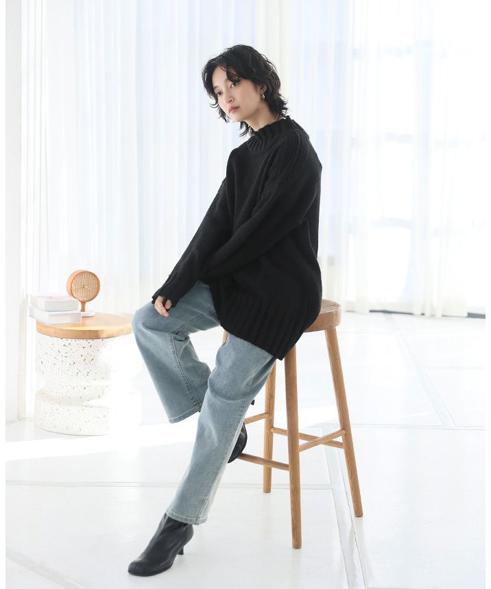 Happy Kyubin HAPPY Express High Neck BIG Silhouette Rib Knit