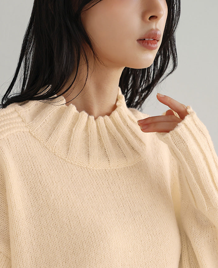 Happy Kyubin HAPPY Express High Neck BIG Silhouette Rib Knit