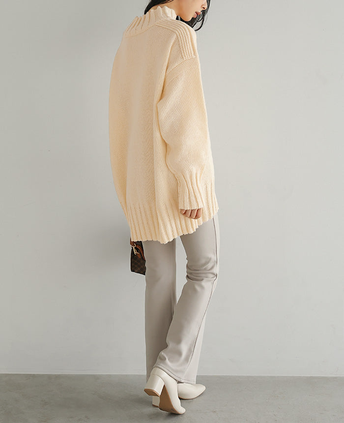 Happy Kyubin HAPPY Express High Neck BIG Silhouette Rib Knit