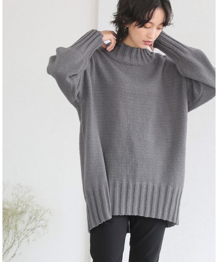 Happy Kyubin HAPPY Express High Neck BIG Silhouette Rib Knit