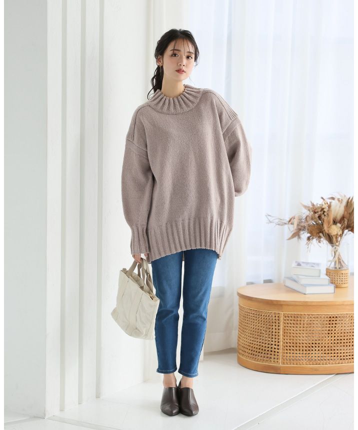 Happy Kyubin HAPPY Express High Neck BIG Silhouette Rib Knit