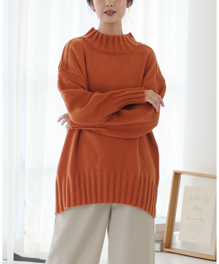 Happy Kyubin HAPPY Express High Neck BIG Silhouette Rib Knit