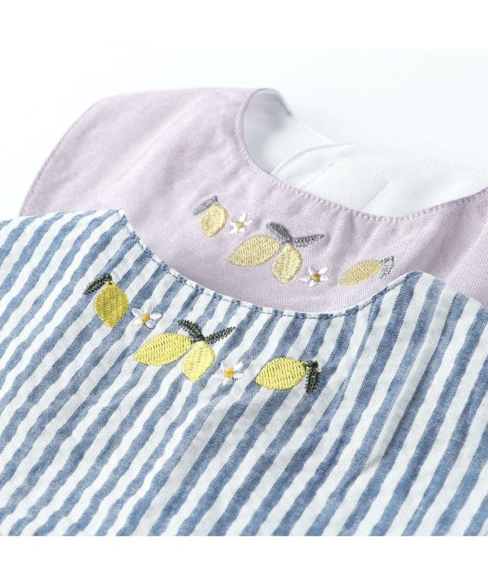 ブランシェス branshes 【おそろい】レモン＆フラワー総柄刺しゅうスタイ 【返品不可商品】 （ラベンダー） ラベンダー