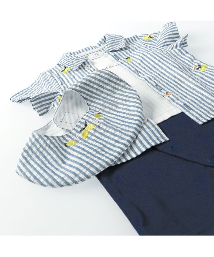 ブランシェス branshes 【おそろい】レモン＆フラワー総柄刺しゅうスタイ 【返品不可商品】 （ラベンダー） ラベンダー