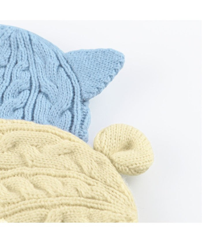 ブランシェス branshes 【ベビー】アニマル耳ニット帽 （サックス） サックス