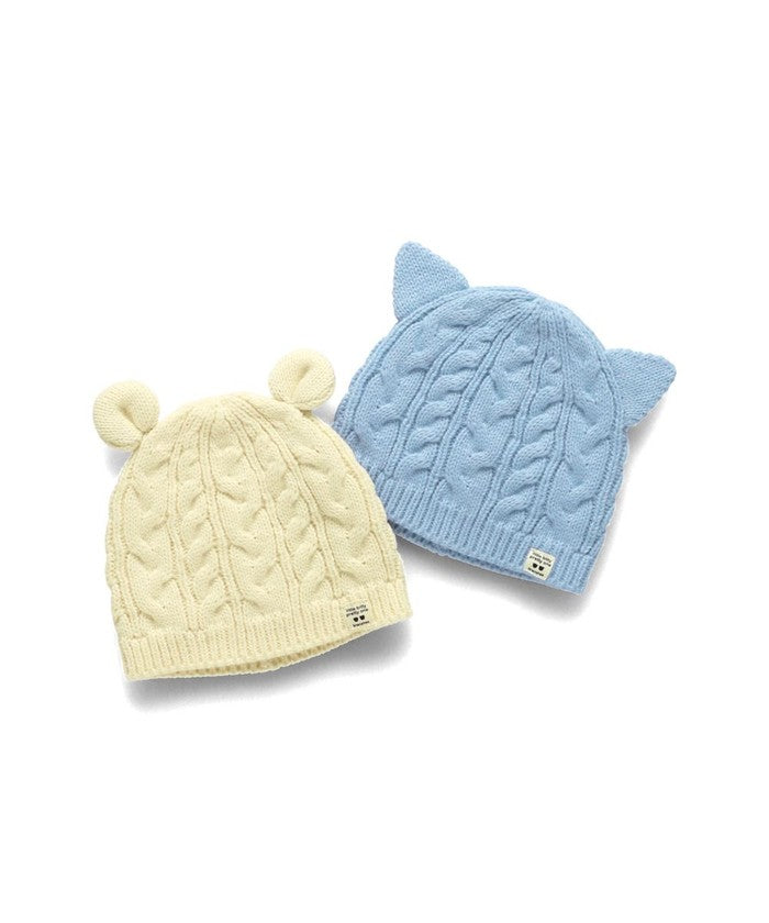 ブランシェス branshes 【ベビー】アニマル耳ニット帽 （サックス） サックス