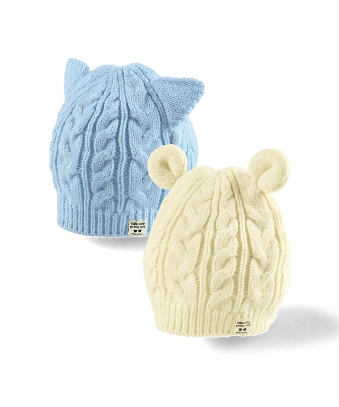 ブランシェス branshes 【ベビー】アニマル耳ニット帽 （サックス） サックス