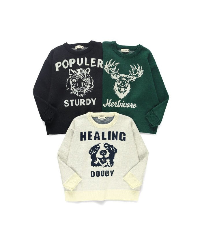 ブランシェス BRANSHES 【マシンウォッシャブル】アニマルアソートニット