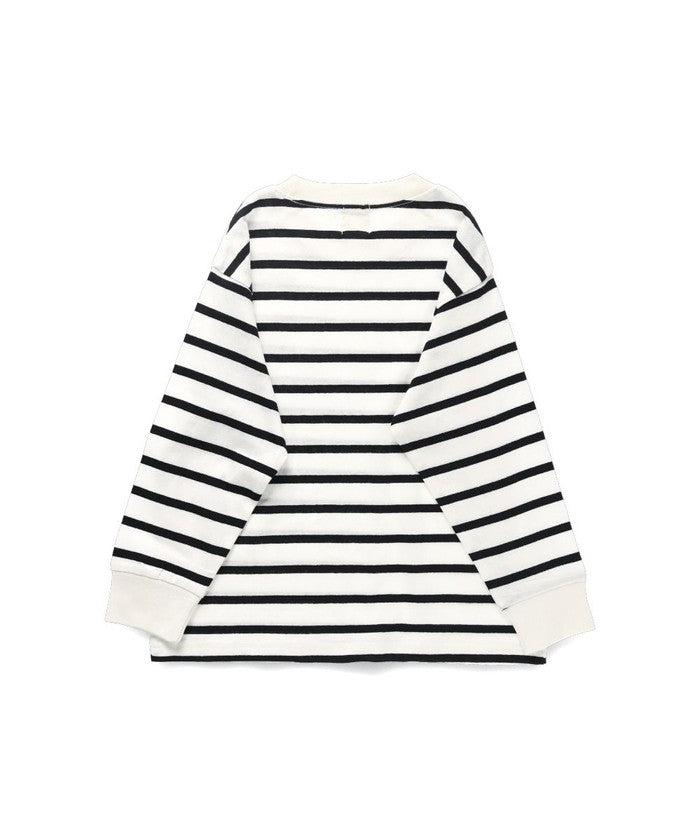 Branshes BRANSHES 【DRC/100% Cotton for Your Skin】 Name Tag Loop Border Long Sleeve T-Shirt