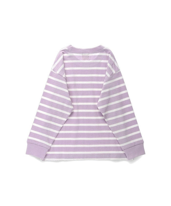 Branshes BRANSHES 【DRC/100% Cotton for Your Skin】 Name Tag Loop Border Long Sleeve T-Shirt