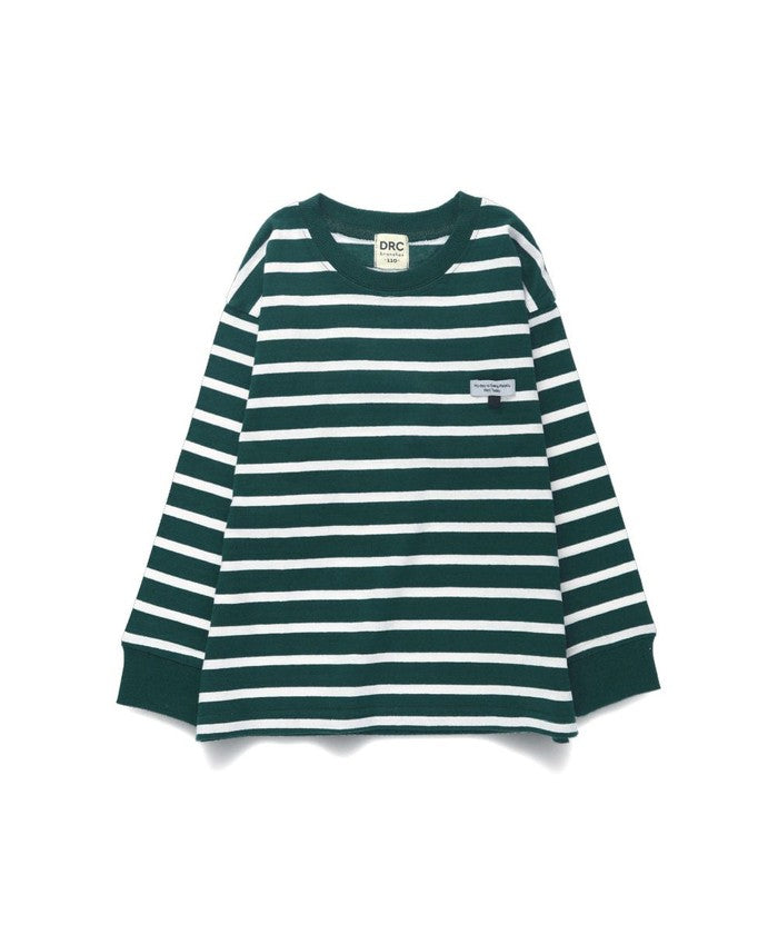 Branshes BRANSHES 【DRC/100% Cotton for Your Skin】 Name Tag Loop Border Long Sleeve T-Shirt