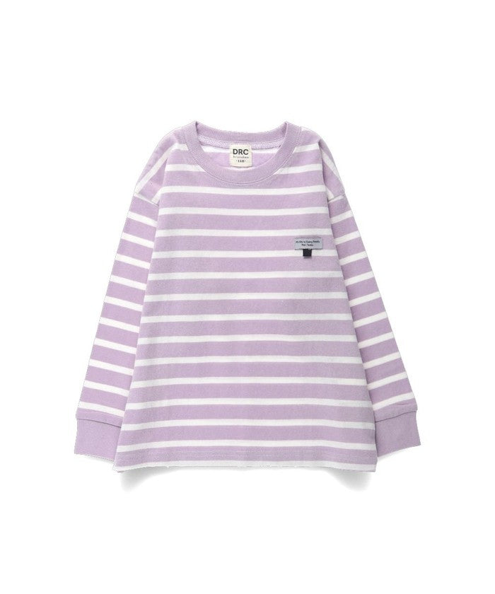 Branshes BRANSHES 【DRC/100% Cotton for Your Skin】 Name Tag Loop Border Long Sleeve T-Shirt