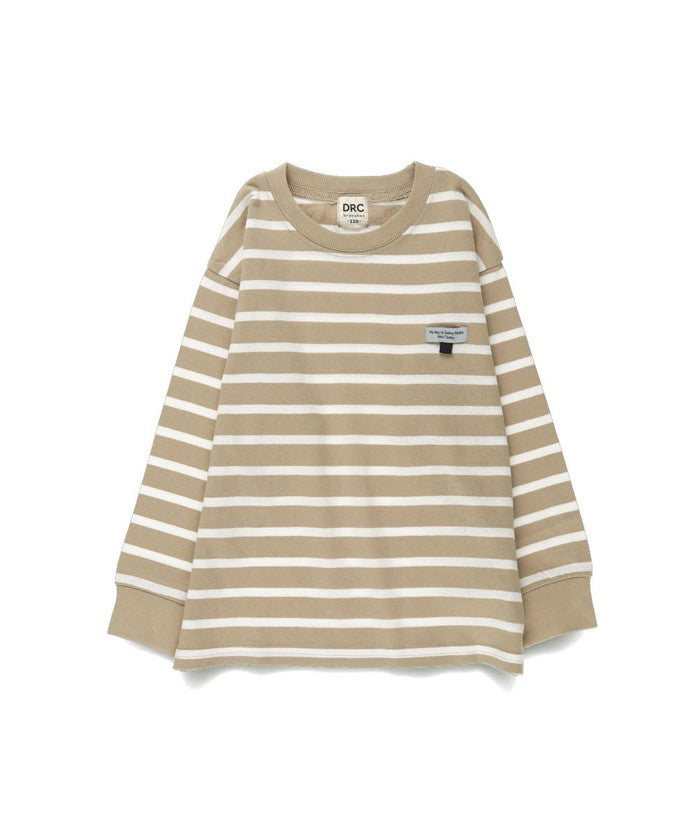 Branshes BRANSHES 【DRC/100% Cotton for Your Skin】 Name Tag Loop Border Long Sleeve T-Shirt