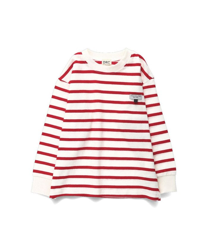 Branshes BRANSHES 【DRC/100% Cotton for Your Skin】 Name Tag Loop Border Long Sleeve T-Shirt