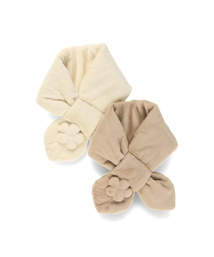 ブランシェス branshes フラワーモチーフ/フェイクファーマフラー （アイボリー） アイボリー