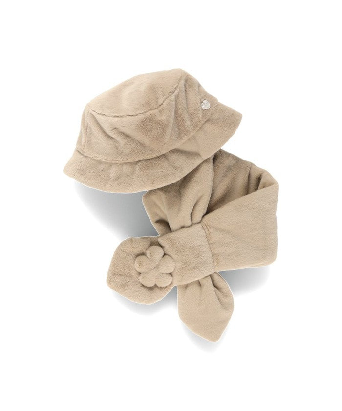 ブランシェス branshes フラワーモチーフ/フェイクファーマフラー （アイボリー） アイボリー