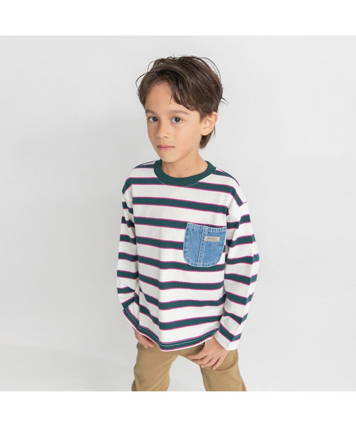 ブランシェス branshes 【デニムポケット】長袖Tシャツ （グリーン） グリーン