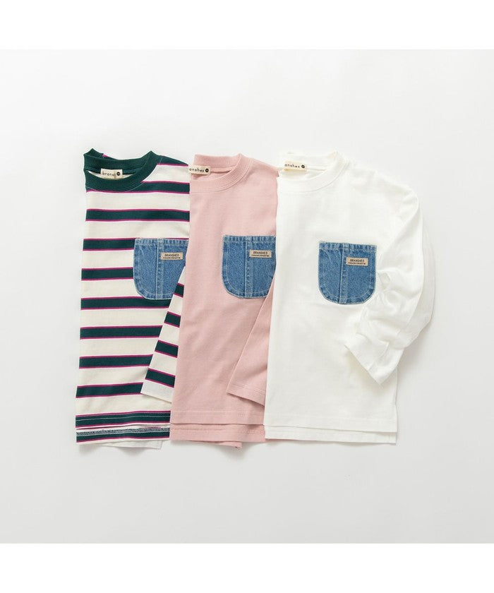 ブランシェス branshes 【デニムポケット】長袖Tシャツ （グリーン） グリーン
