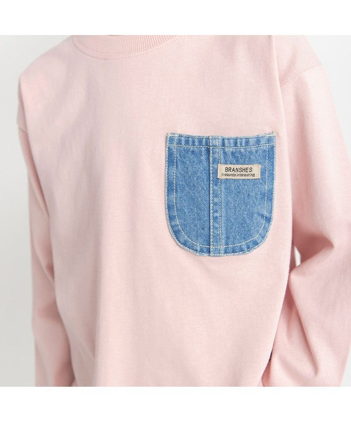 ブランシェス branshes 【デニムポケット】長袖Tシャツ （グリーン） グリーン