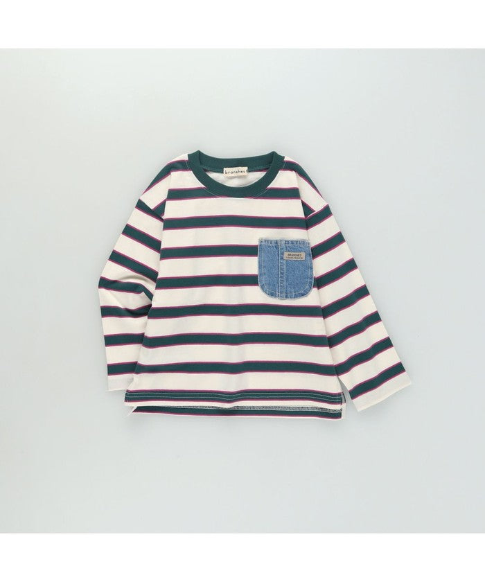ブランシェス branshes 【デニムポケット】長袖Tシャツ （グリーン） グリーン