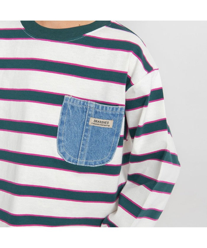 ブランシェス branshes 【デニムポケット】長袖Tシャツ （グリーン） グリーン