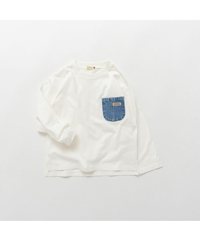 ブランシェス branshes 【デニムポケット】長袖Tシャツ （アイボリー） アイボリー