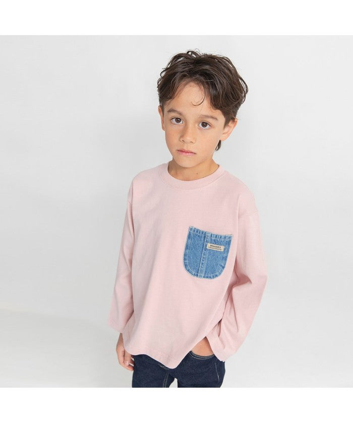 ブランシェス branshes 【デニムポケット】長袖Tシャツ （ピンク） ピンク
