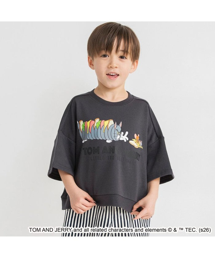 ブランシェス branshes 【トムとジェリー】スウェット7分袖Tシャツ （チャコールグレー） チャコールグレー
