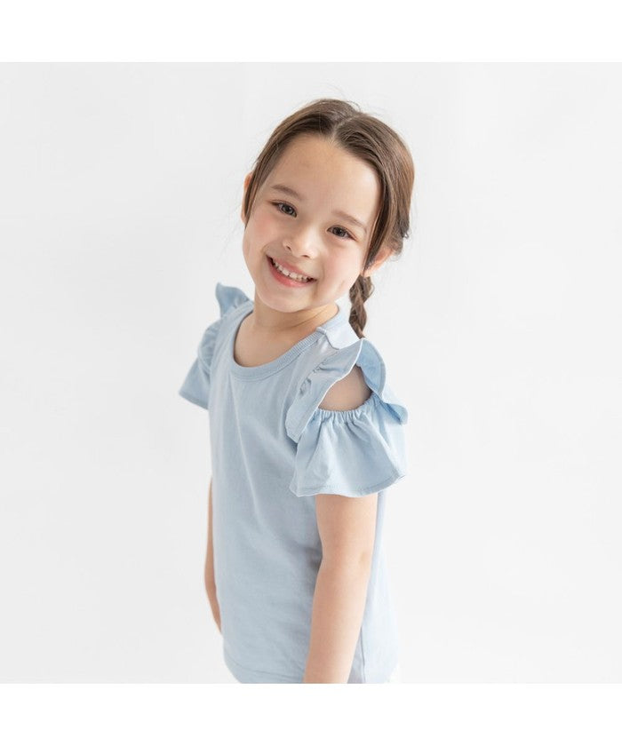 ブランシェス branshes 【DRC/WEB限定】肩あきフリル半袖Tシャツ （20:サックス） 20