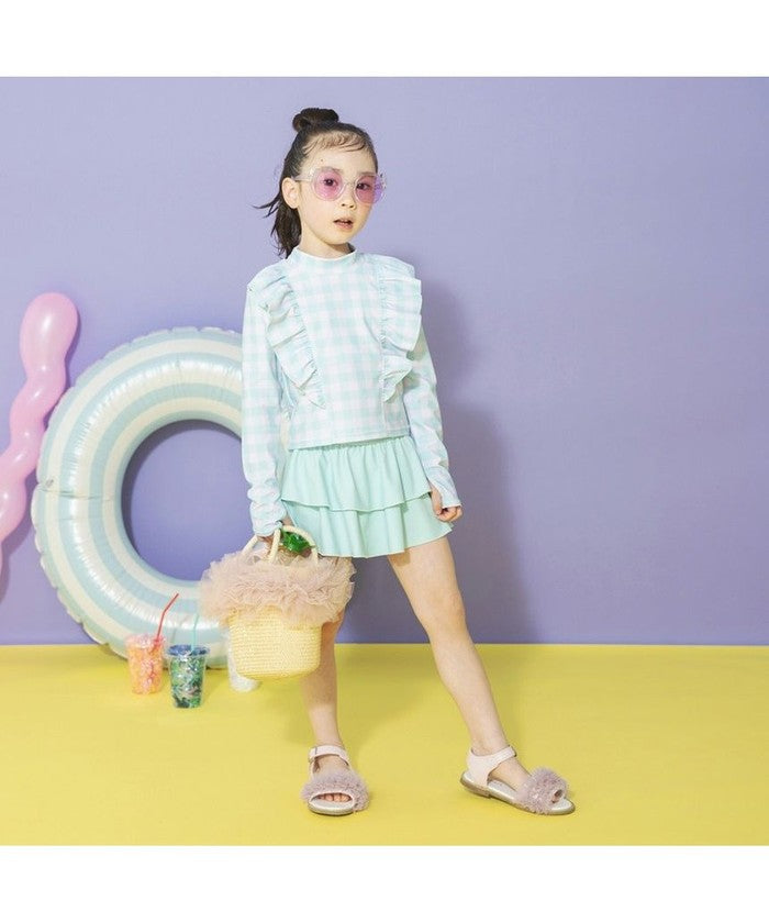 ブランシェス branshes 【水着 / SWIM / WEB限定】長袖ラッシュガード＆スカパン2点セット 【返品不可商品】 （ライトグリーン） ライトグリーン