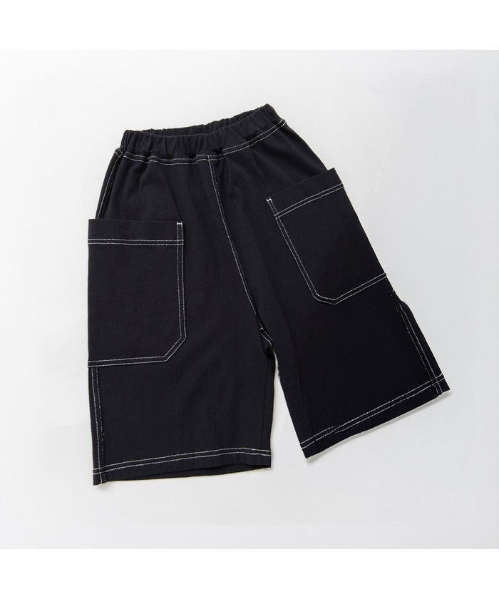 ブランシェス branshes 【綿100%】ステッチハーフパンツ （ブラック） ブラック