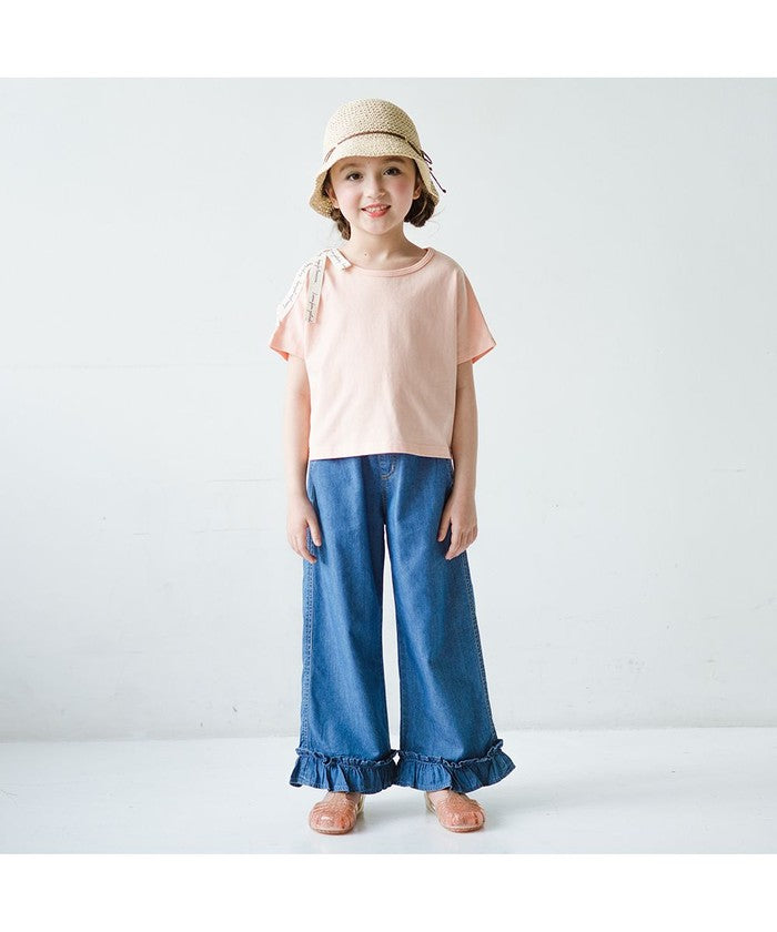 ブランシェス branshes ロゴテープリボン肩あきTシャツ （ラベンダー） ラベンダー