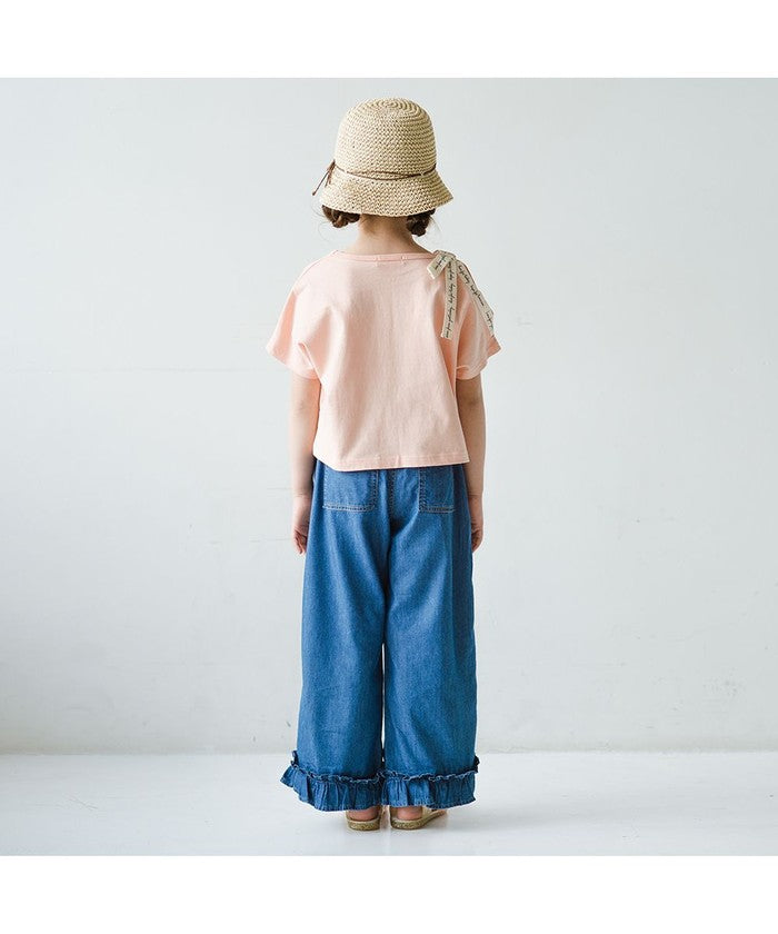 ブランシェス branshes ロゴテープリボン肩あきTシャツ （ラベンダー） ラベンダー