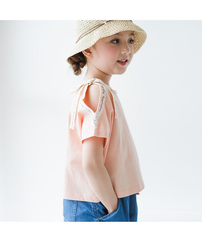ブランシェス branshes ロゴテープリボン肩あきTシャツ （ラベンダー） ラベンダー