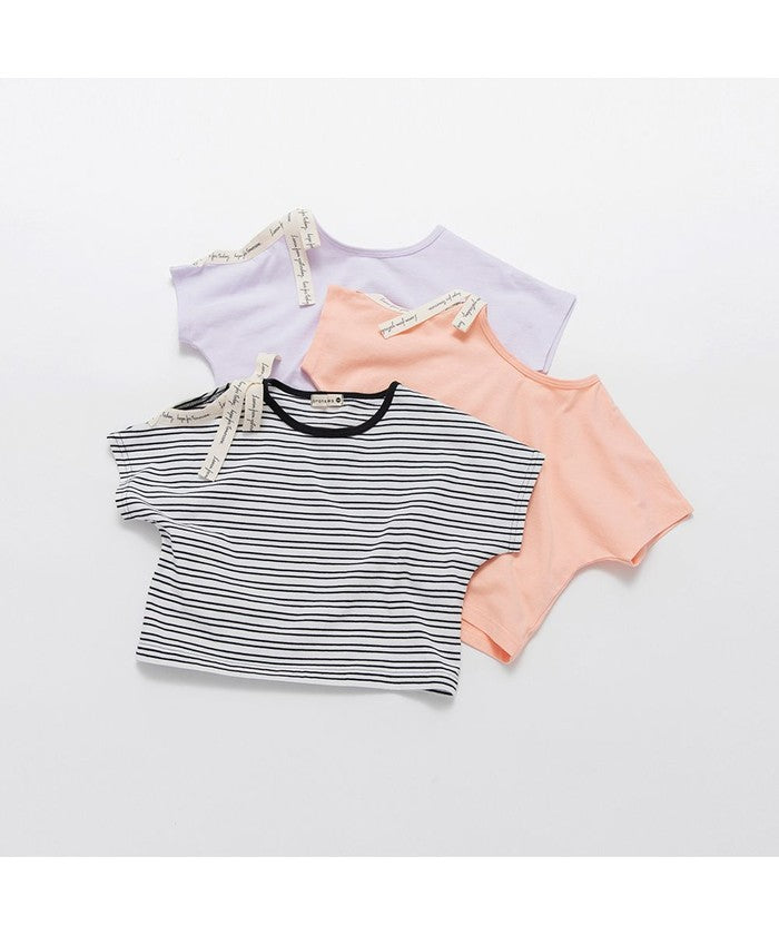 ブランシェス branshes ロゴテープリボン肩あきTシャツ （ラベンダー） ラベンダー
