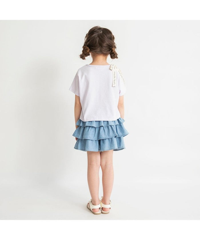 ブランシェス branshes ロゴテープリボン肩あきTシャツ （ラベンダー） ラベンダー