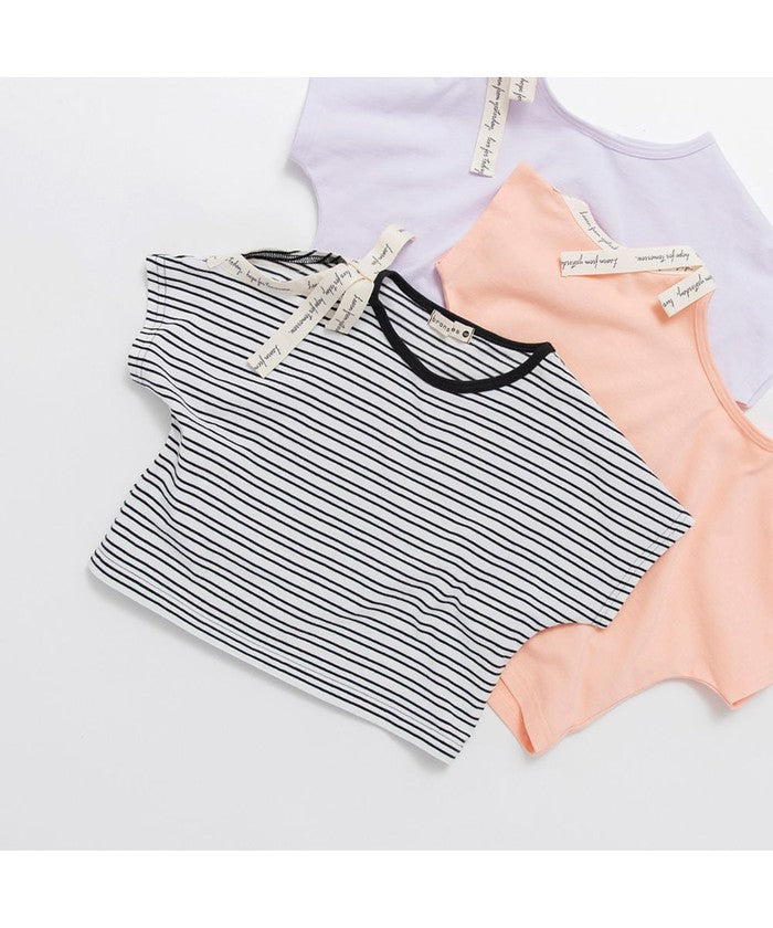 ブランシェス branshes ロゴテープリボン肩あきTシャツ （ラベンダー） ラベンダー