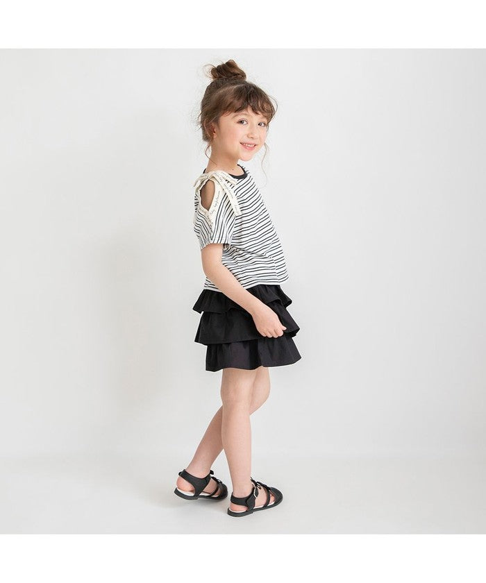 ブランシェス branshes ロゴテープリボン肩あきTシャツ （ラベンダー） ラベンダー