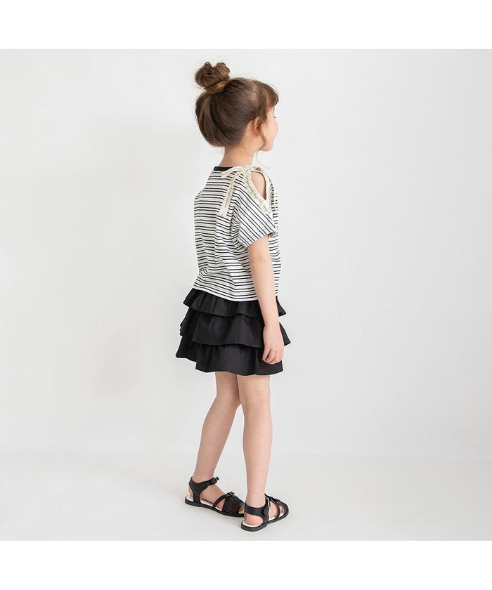 ブランシェス branshes ロゴテープリボン肩あきTシャツ （ラベンダー） ラベンダー