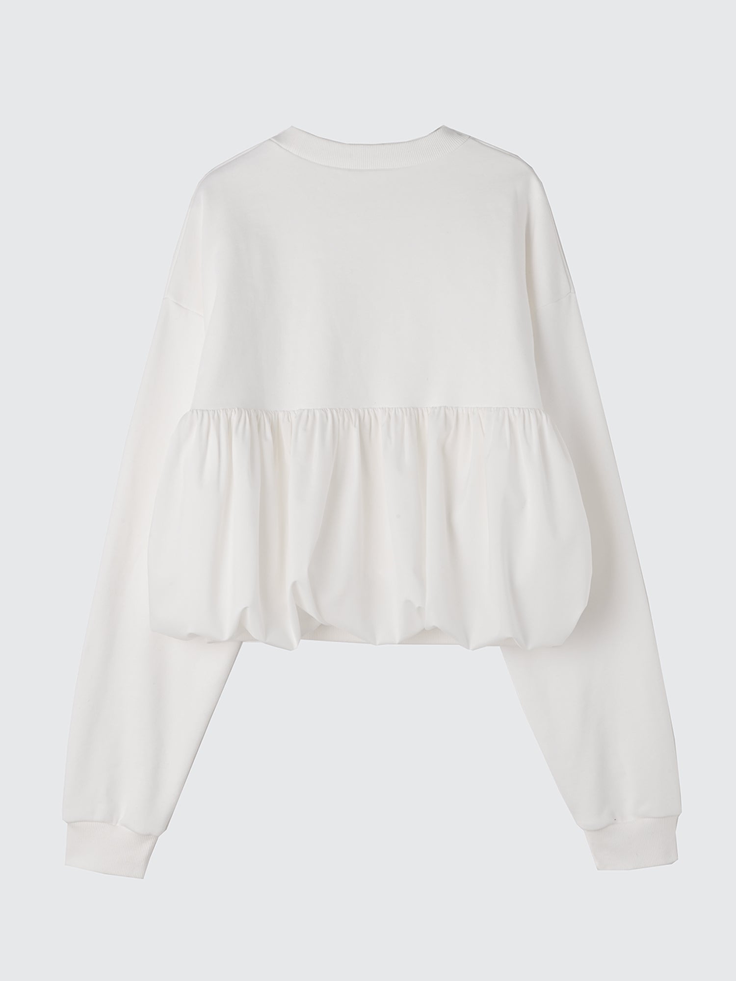Brown&Street Mixed Material Gathered Top